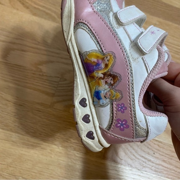 Disney Princess Light Up Sneakers Sz 11 Double Strap Kids Toddler Pink White - Picture 6 of 7